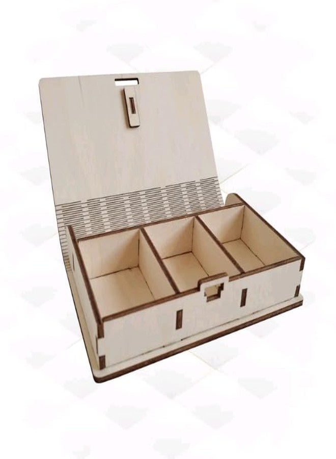 MeeCraft Wooden Pill Dispenser - Medicine Box, 8.5x12.7x2.6 cm (Beige) - Image 4